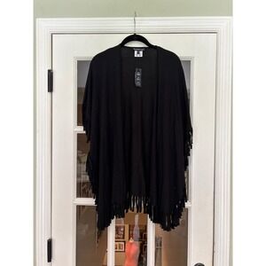 NWT French Kyss Nea Fringe Kashmira Black Shawl Size M Orig. $128